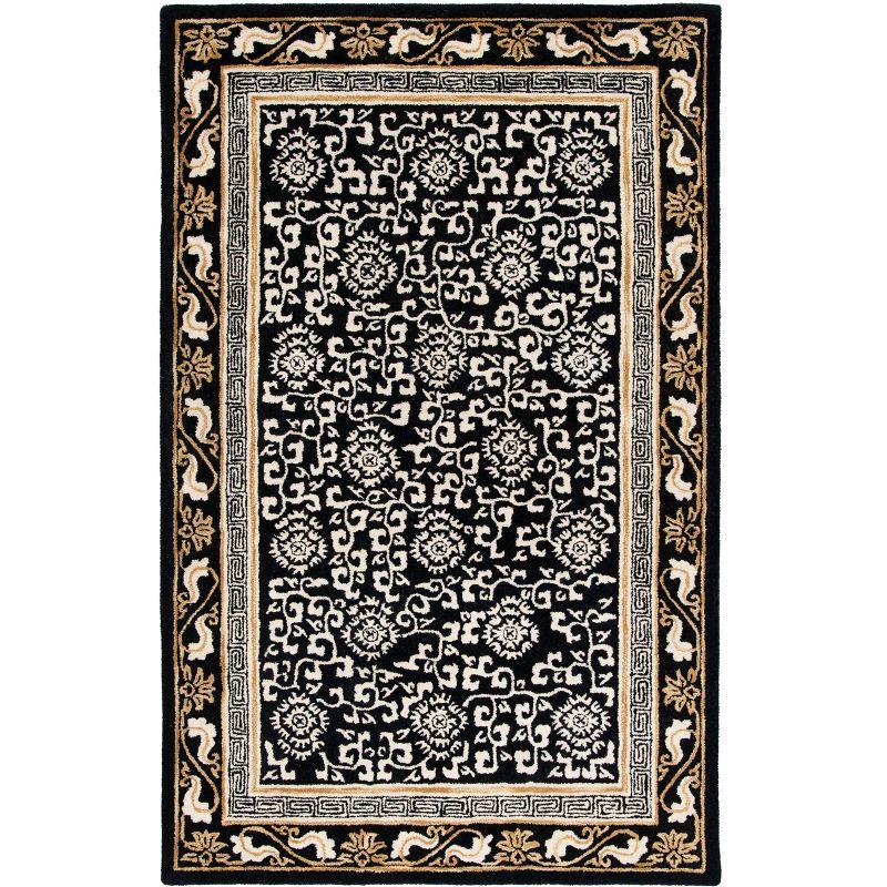 Antiquity Black and Ivory Wool 4' x 6' Hand-Tufted Area Rug