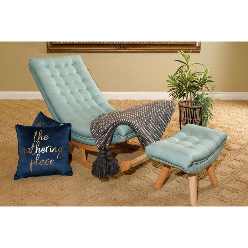 Barton Rocking Lounge Chair Relaxing Button Tufted Wood Leg W/ Footrest Stool