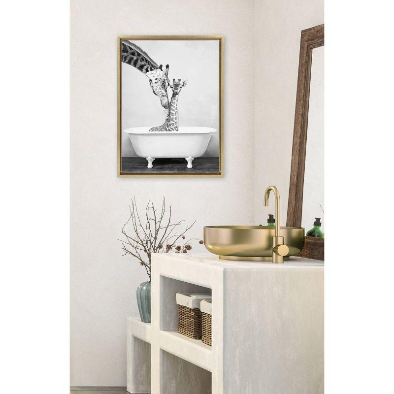 Sylvie Giraffe in Tub Framed Canvas by Amy Peterson Art Studio - Kate & Laurel All Things Decor