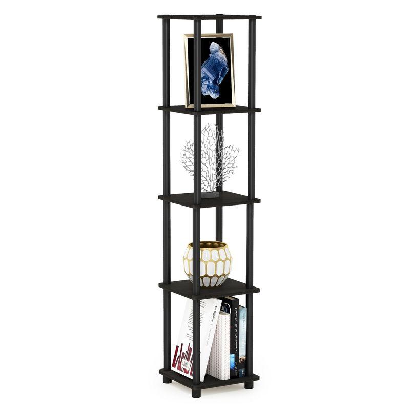 Furinno 5-Tier Corner Square Bookshelf Anti-Tipping Display Rack Shelf for Bathroom&Closet&Home Office&Living Room&Kitchen,Espresso/Black