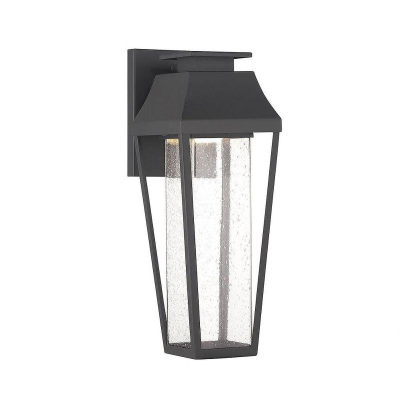 Matte Black LED Outdoor Wall Lantern with Clear Seeded Glass