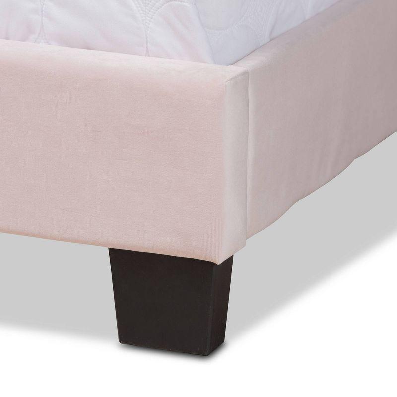 Full Benjen Glam Velvet Fabric Upholstered Panel Bed Pink - Baxton Studio: Silver Nailhead, Wood Frame
