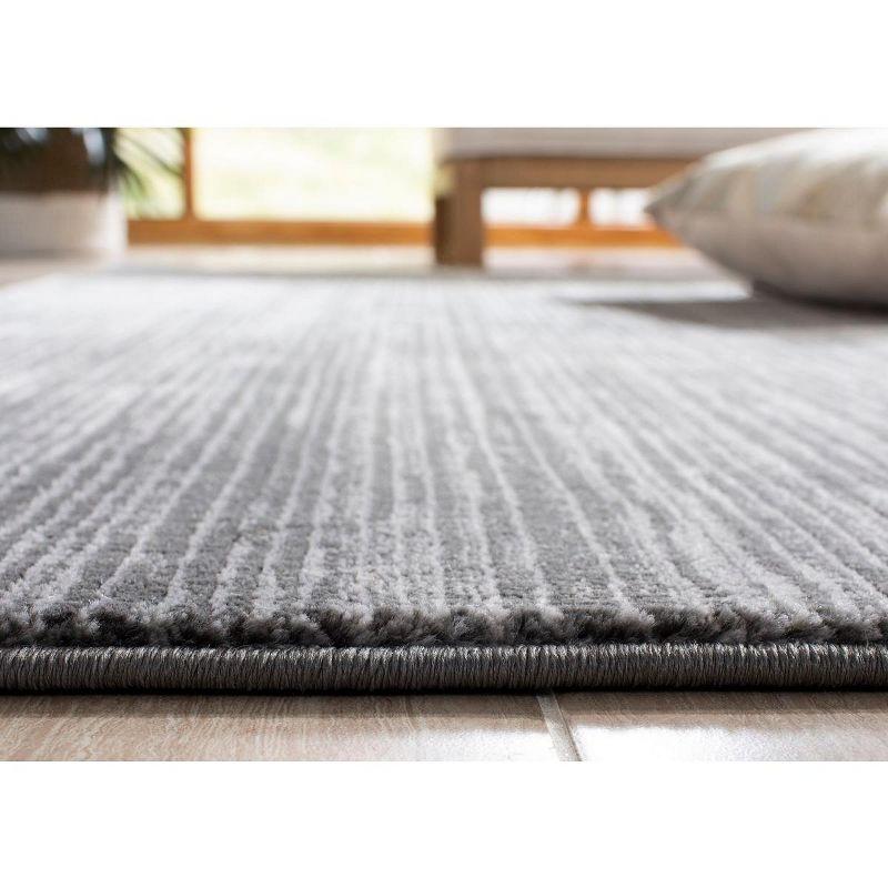 Gray 6'7" Square Stain-Resistant Synthetic Area Rug