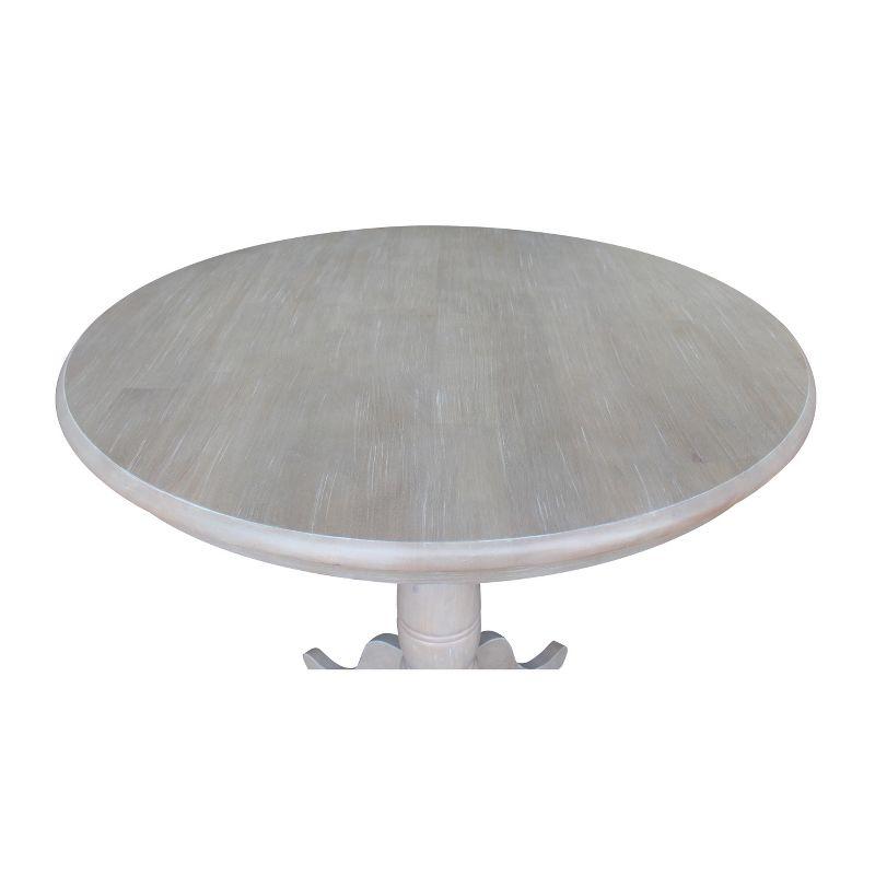 36"x36" Round Pedestal Dining Table Washed Gray Taupe - International Concepts