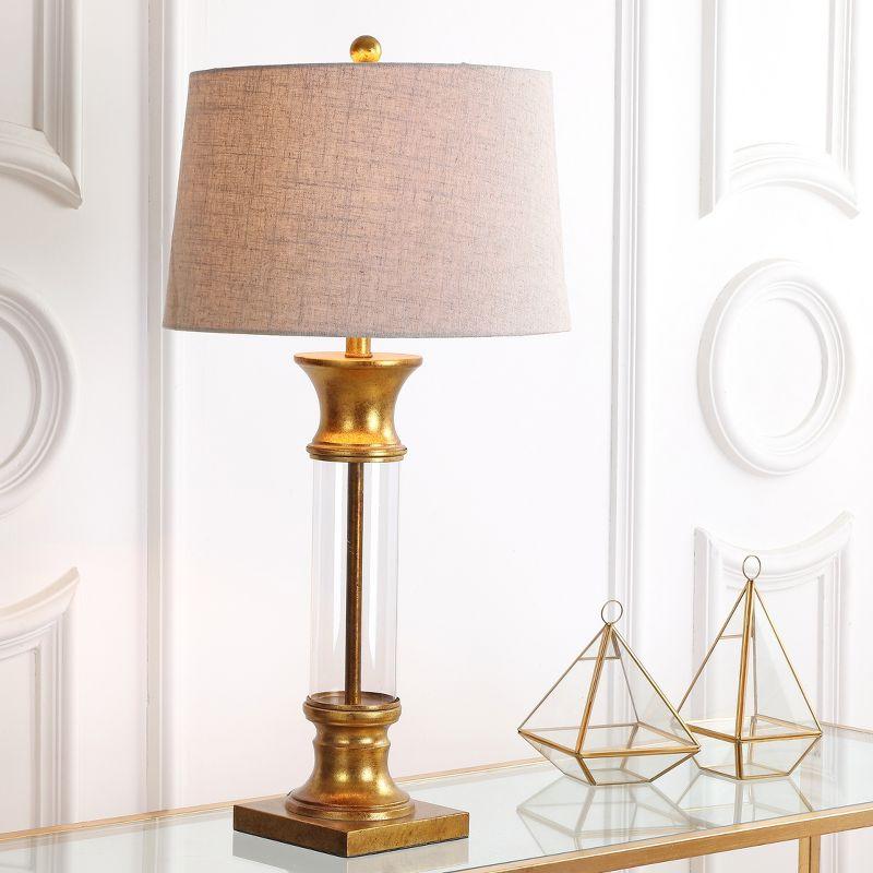 JONATHAN Y Hunter 32" Metal/Glass LED Table Lamp, Gold Leaf (Set of 2)