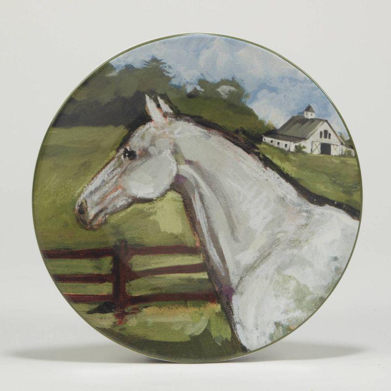 York Stables Ceramic Horse Design Salad Plates, Set of 4