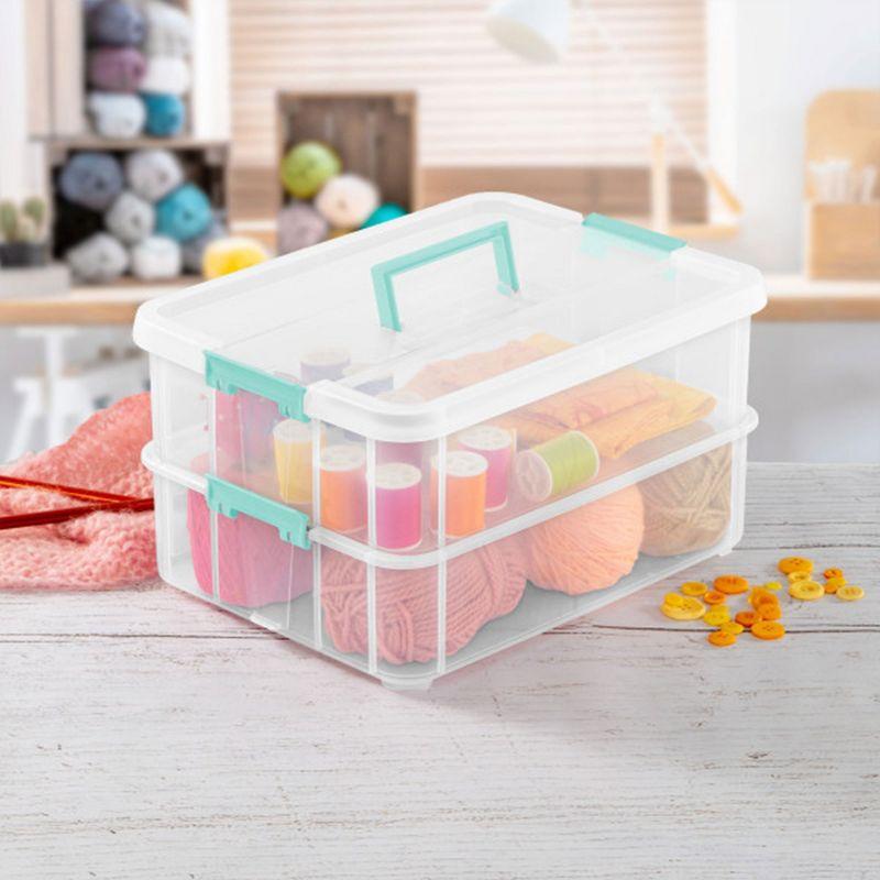 Sterilite Convenient Home 2-Tier Layer Stack Carry Storage Box, Clear