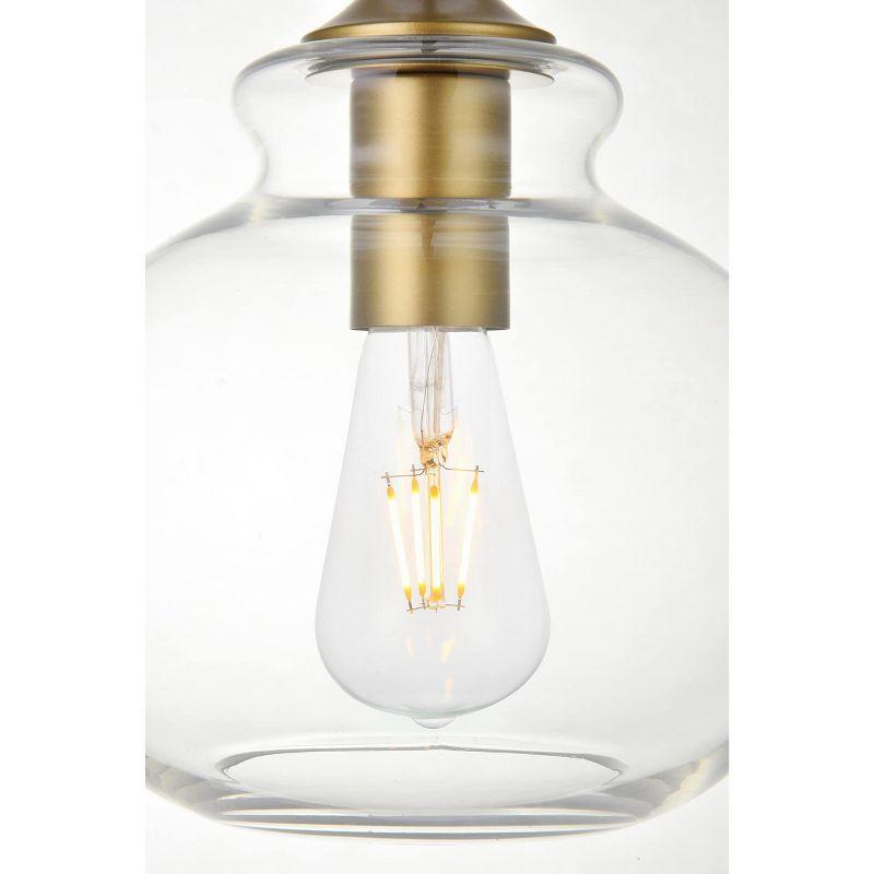 Elegant Lighting Destry 1 Light Brass Pendant With Clear Glass