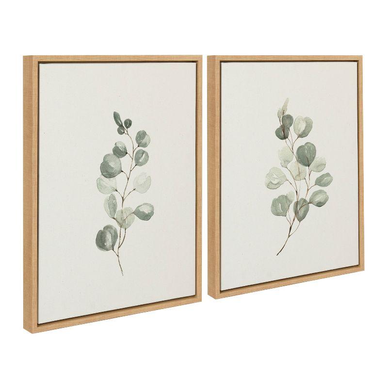 Natural Framed Eucalyptus Canvas Art Set, 18" x 24"