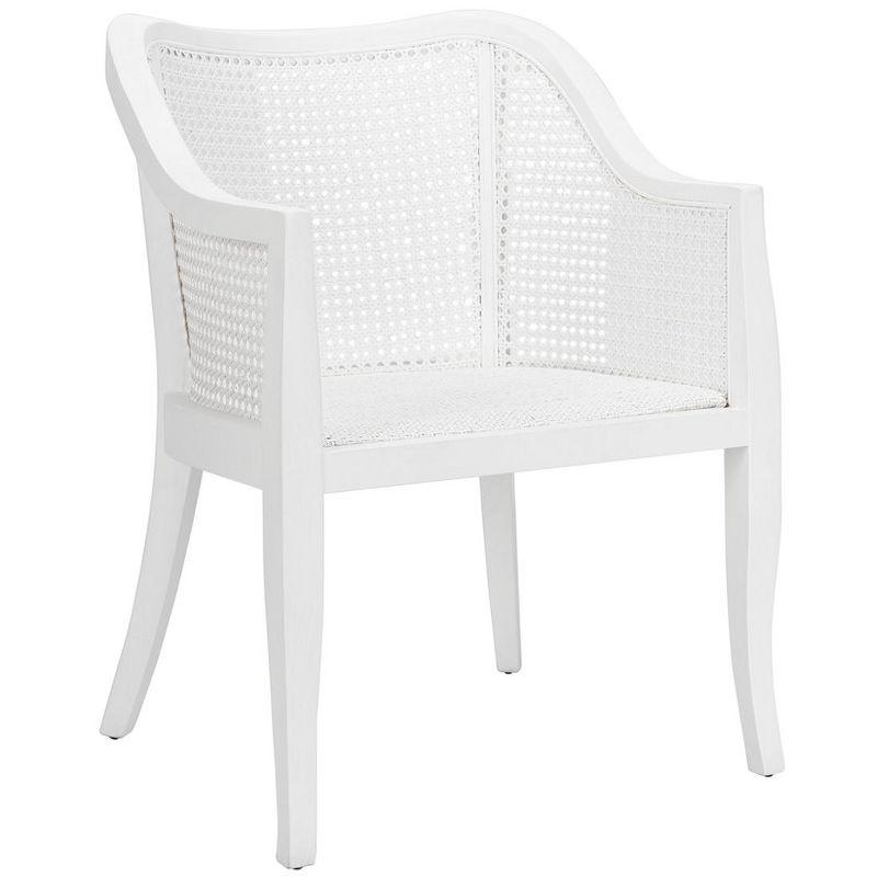 Parsons White Wood & Cane Transitional Arm Chair