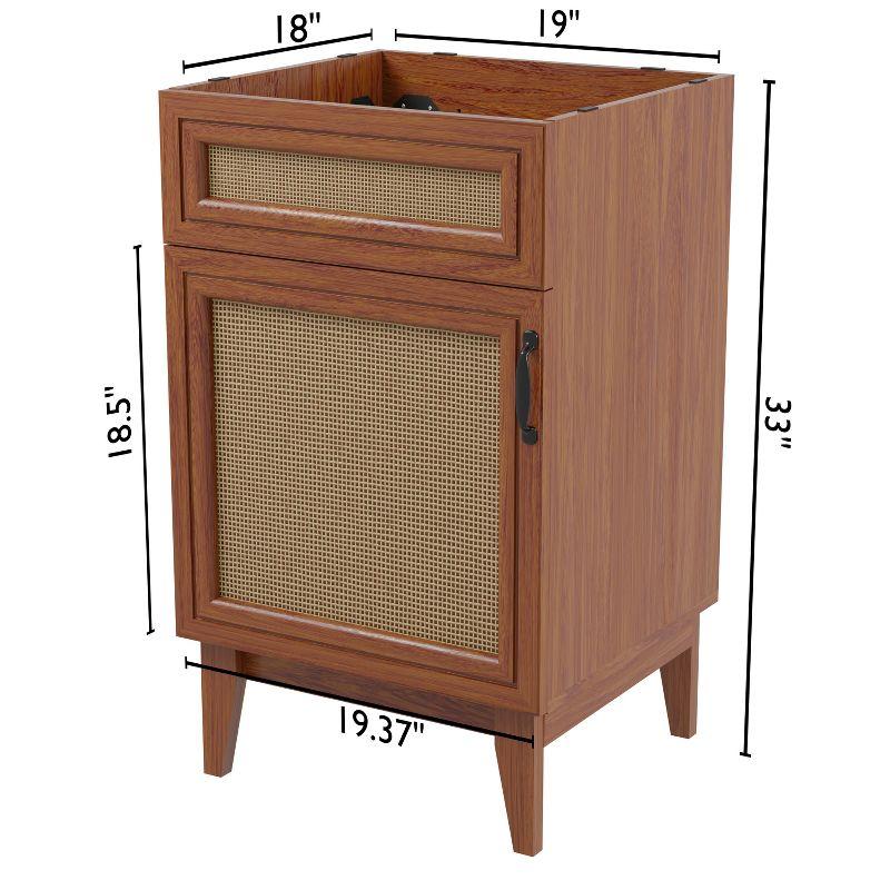 Javer 20" Rattan Modern Farmhouse 2-Shelf Bath Vanity Cabinet Only (Sink Basin not Included)