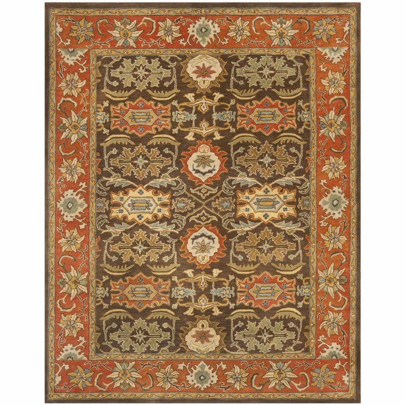 Heritage HG734 Handmade Area Rug - 7'6"x9'6" - Chocolate/Tangerine - Safavieh
