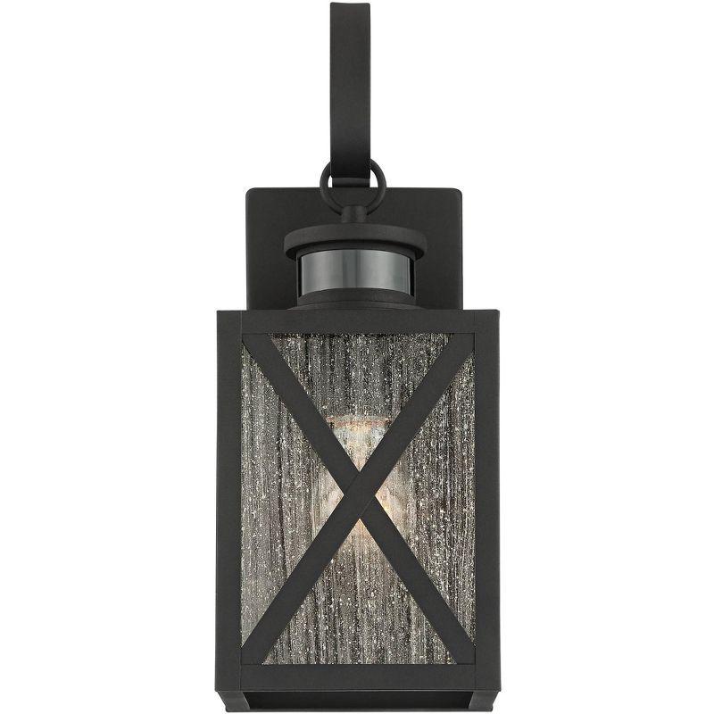John Timberland Vintage Outdoor Wall Light Fixtures Set of 2 Textured Black 14 1/2" Dusk to Dawn Motion Sensor for Exterior House