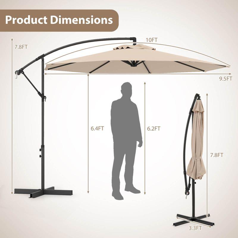 Costway  10 FT Patio Offset Umbrella w/8 Ribs Cross Base Tilt Beige