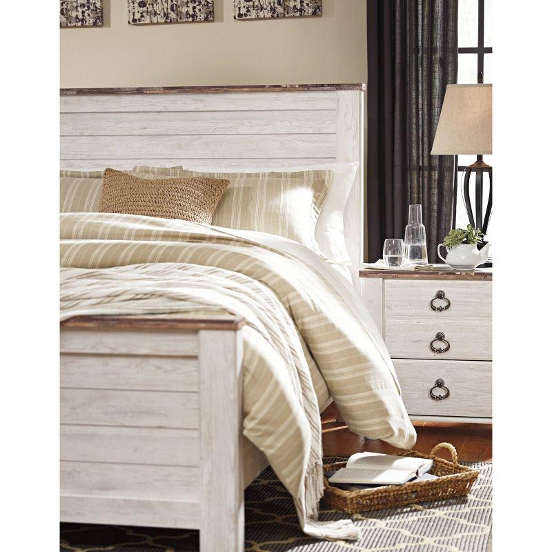 Queen Willowton Panel Headboard Whitewash - Signature Design by Ashley: Faux Wood Laminate, Bed Frame Mounted