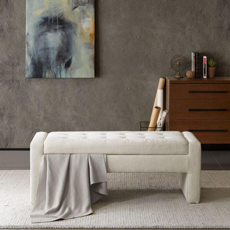 Gillian Cream Upholstered Storage Bench with Flip Top