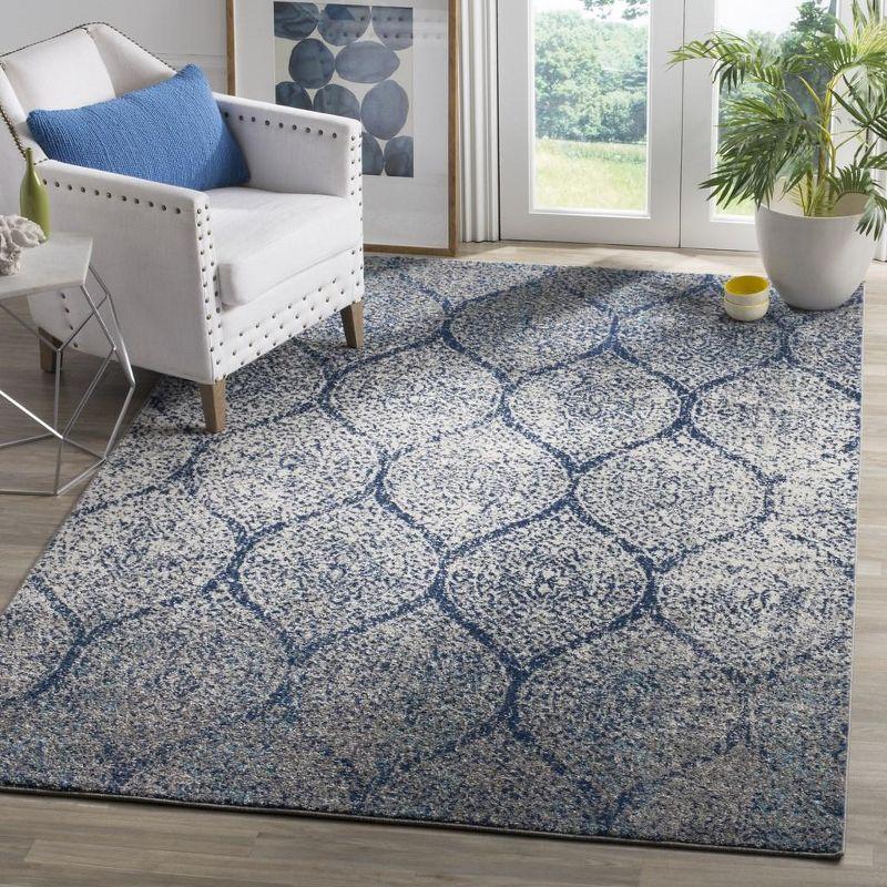 Navy and Silver Reversible Damask Area Rug