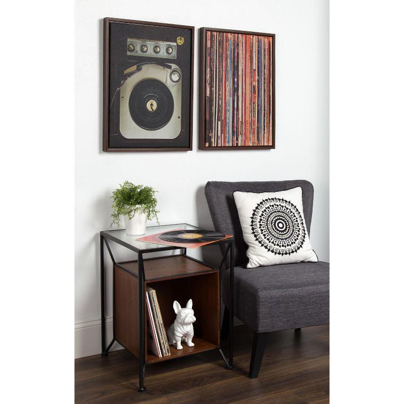 Kate and Laurel Garrod Square Metal Side Table, 18x18x24, Black and Walnut Brown