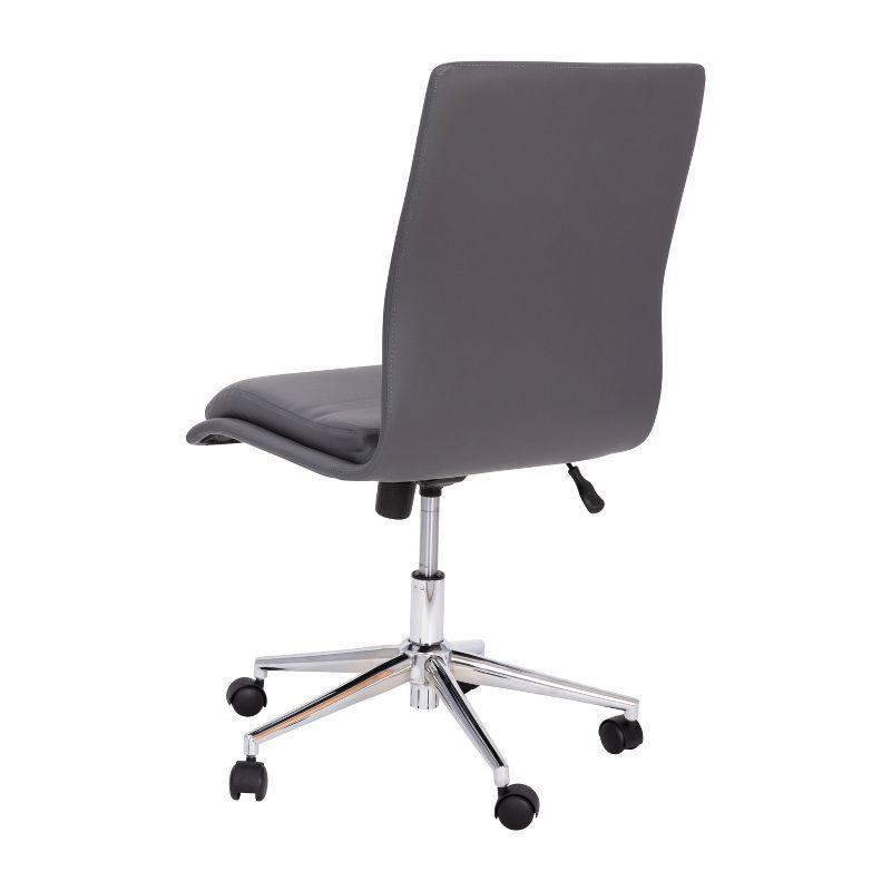 Flash Furniture Madigan Mid-Back Armless Swivel Task Office Chair with LeatherSoft and Adjustable Chrome Base, Gray