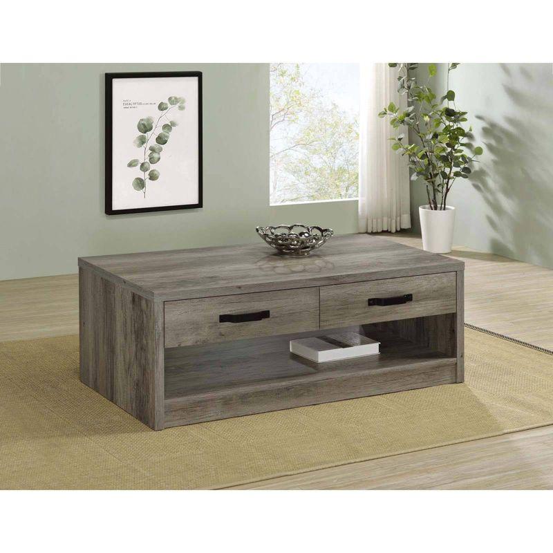 Rustic Gray Driftwood Rectangular Coffee Table with Storage