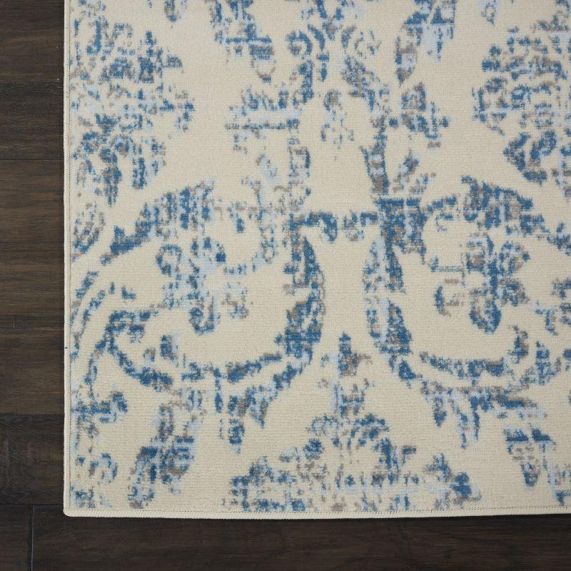 Jubilant JUB09 Area Rug Farmhouse Vintage Damask By Nourison Ivory Blue 7' x 10'
