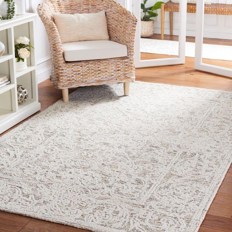 Ivory Abstract Hand-Tufted Wool Area Rug, 8' x 10'