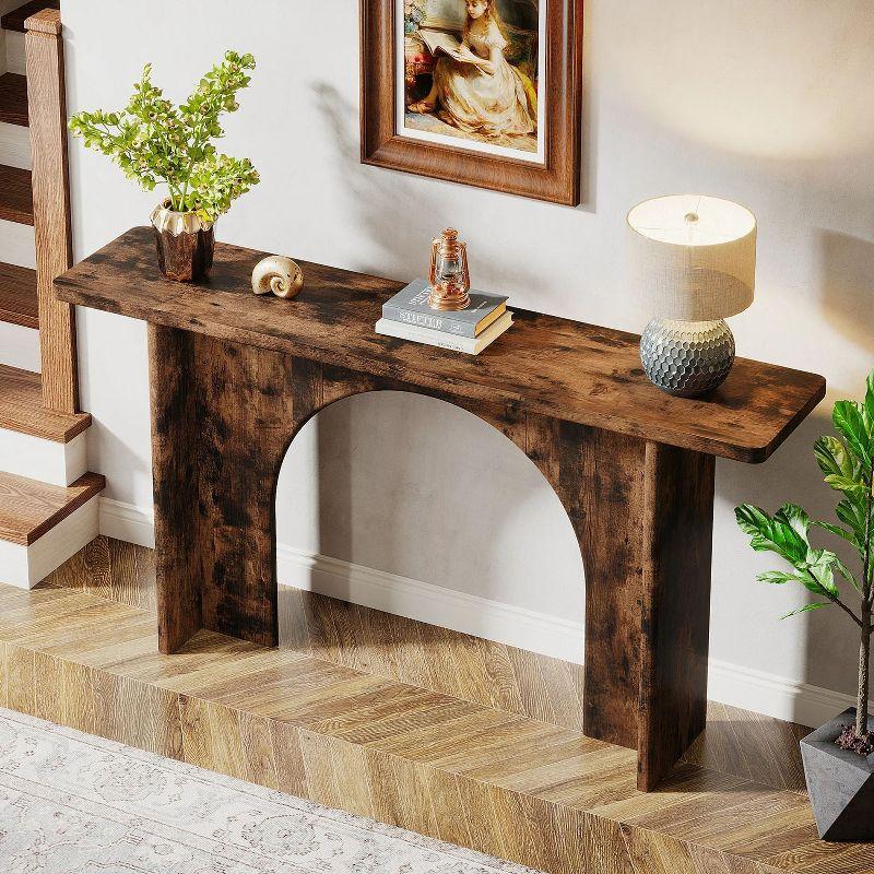 Tribesigns 63-Inch Farmhouse Console Table with Curved Arch Brace