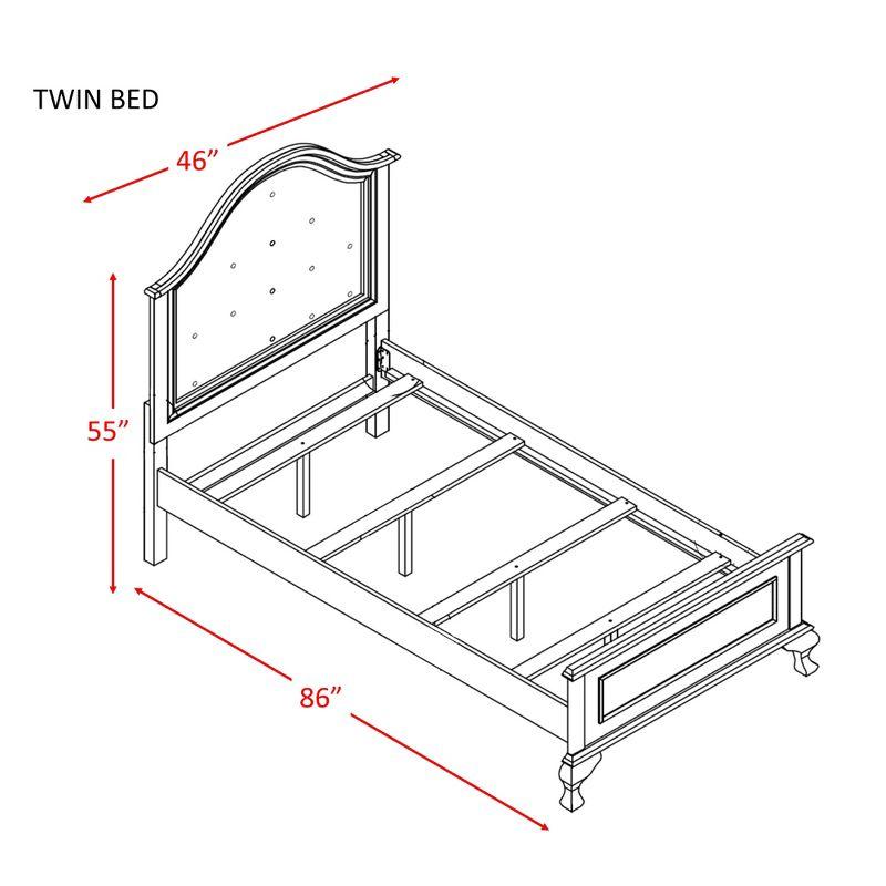 Isabella Youth Bed with Faux Leather Headboard Twin White: Arched Feet, Moldings - Picket House Furnishings