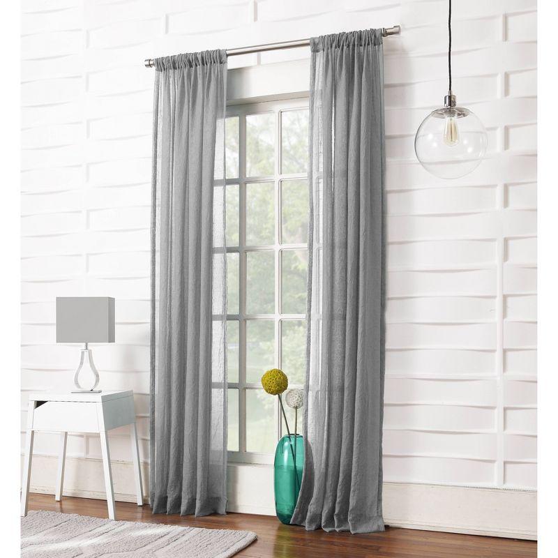 No. 918 Sheer Avril Crushed Texture Rod Pocket Curtain Panel