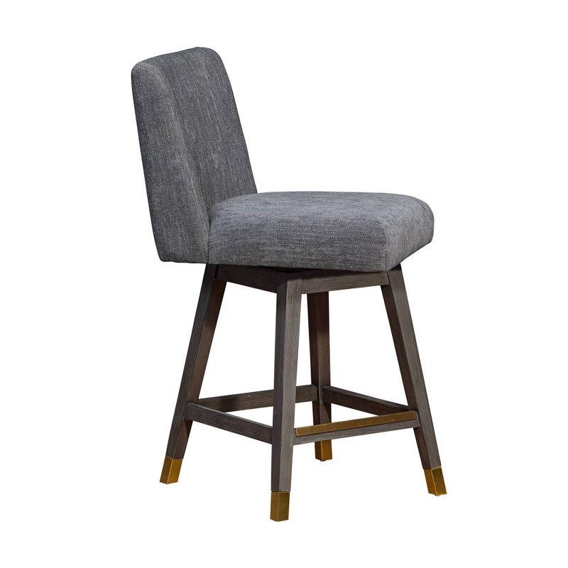 Armen Living Basila Wood Finish with Fabric Swivel Counter Height Barstool Gray Oak