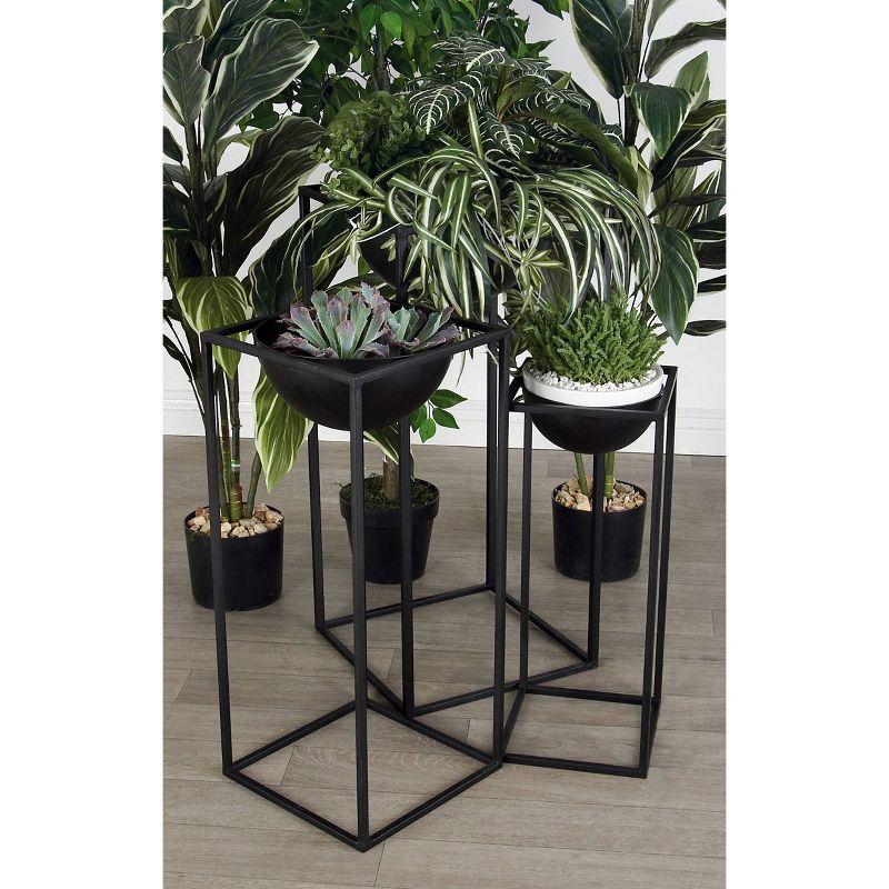 Set of 3 Black Iron Modern Plant Stands