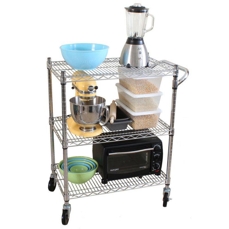 Oceanstar Chrome 3-Tier Adjustable Heavy-Duty Utility Cart