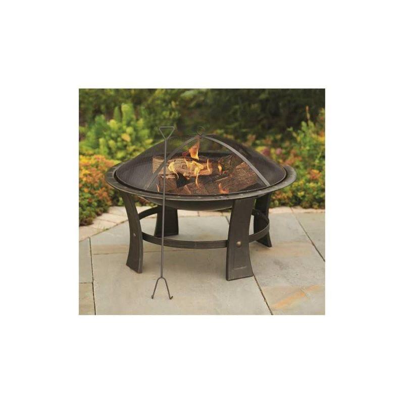 Living Accents 29 in. W Steel Round Wood Fire Pit