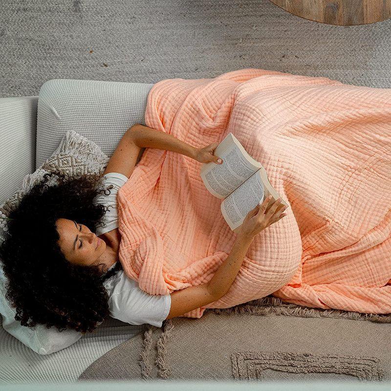 Muslin Blanket for Adults, Extra Large Throw 50" x 60" By Comfy Cubs - Lace Pink