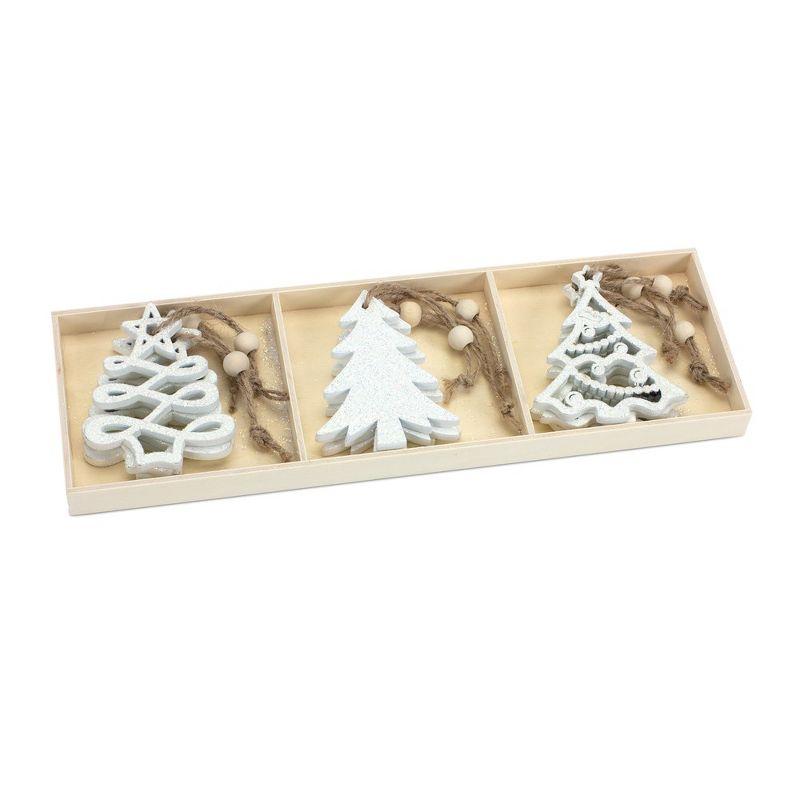 Melrose Wood Tree Tag Ornament (Set of 9)