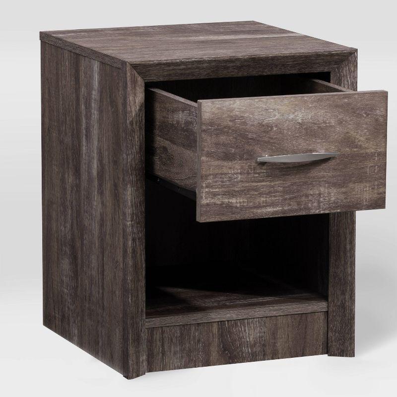 Newport Brown-Washed Oak Mid-Century Modern Nightstand with Drawer