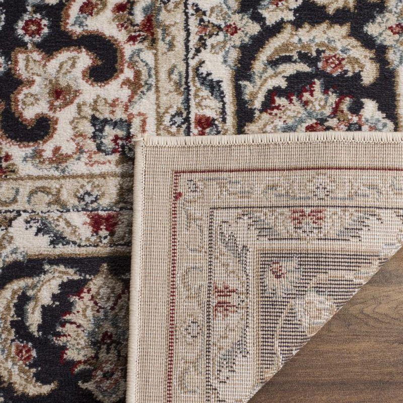 Traditional Gray and Cream Floral Border Area Rug