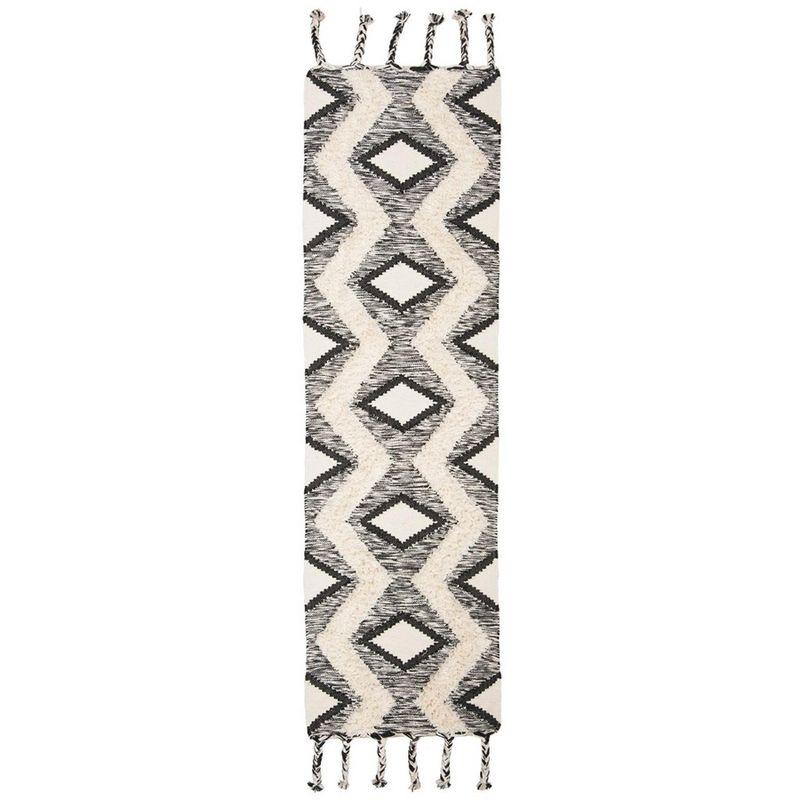 Kenya KNY908 Hand Knotted Runner Rug - Black/Ivory - 2'3"x8' - Safavieh