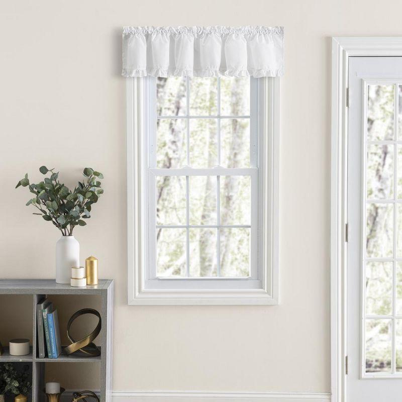 Ellis Curtain Home Classic Narrow Ruffle Rod Pocket Valance, White