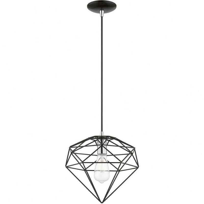 Livex Lighting Knox 1 - Light Pendant in  Shiny Black/Polished Chrome