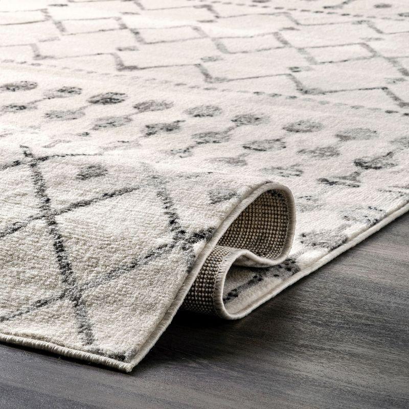 Nuloom 7x9 Zola Geometric Moroccan Indoor Area Rug, Grey, Faded Bohemian Design, Stain Resistant, BedroomLiving Room, Kitchen,