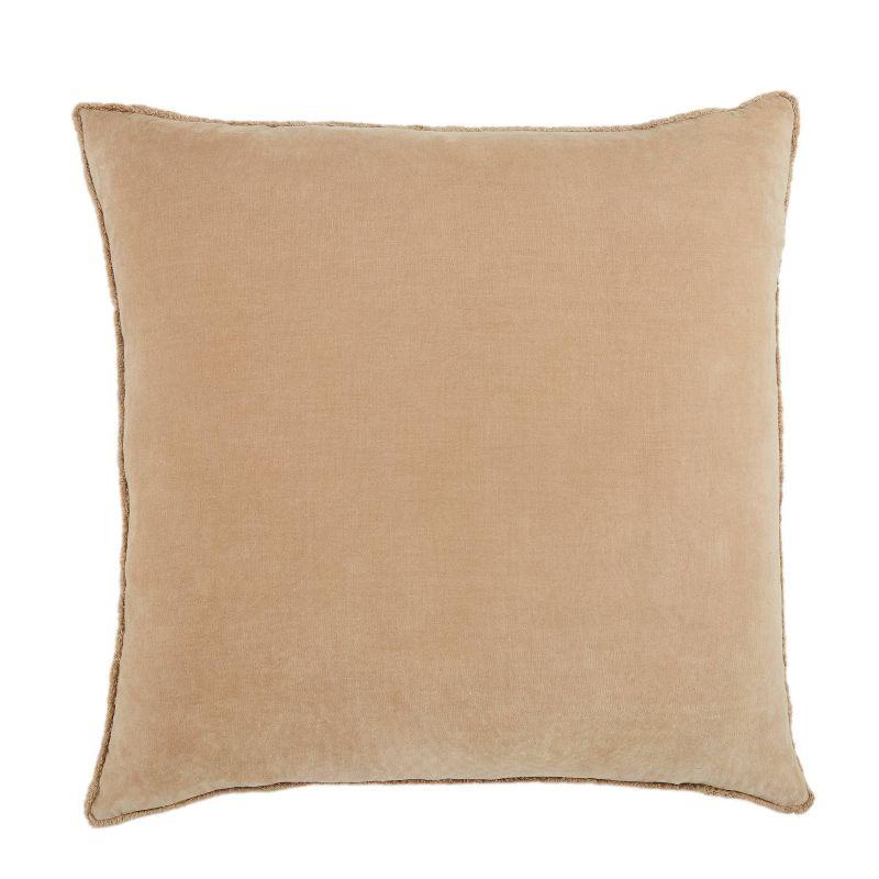 26"x26" Oversized Sunbury Down Square Throw Pillow Beige - Jaipur Living: Fringe-Trim, Art Deco Style