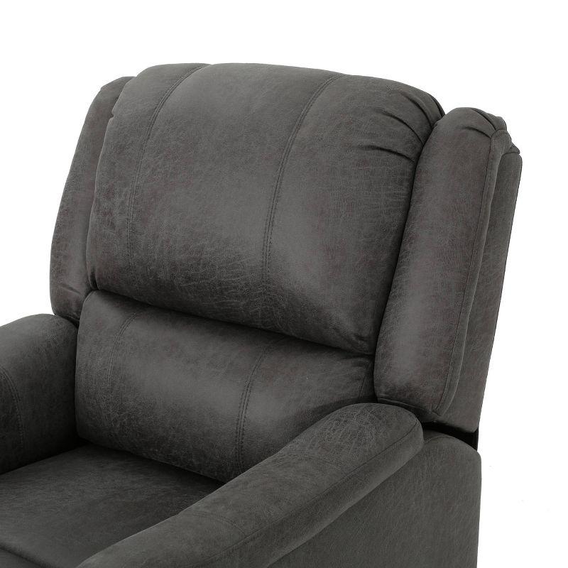 Slate Microfiber Swivel Recliner with Tufted Back