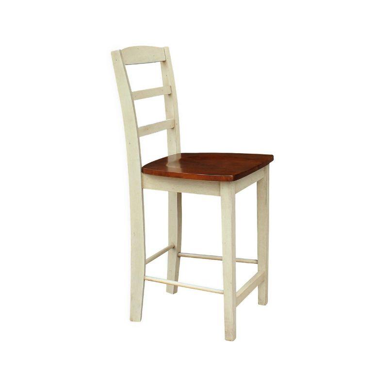 Antiqued Almond and Espresso Wood Counter Height Stool