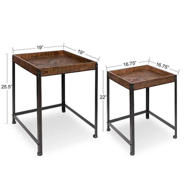 Kate and Laurel Marsh Square Wood Nesting Table, 2 Piece, Rustic Brown