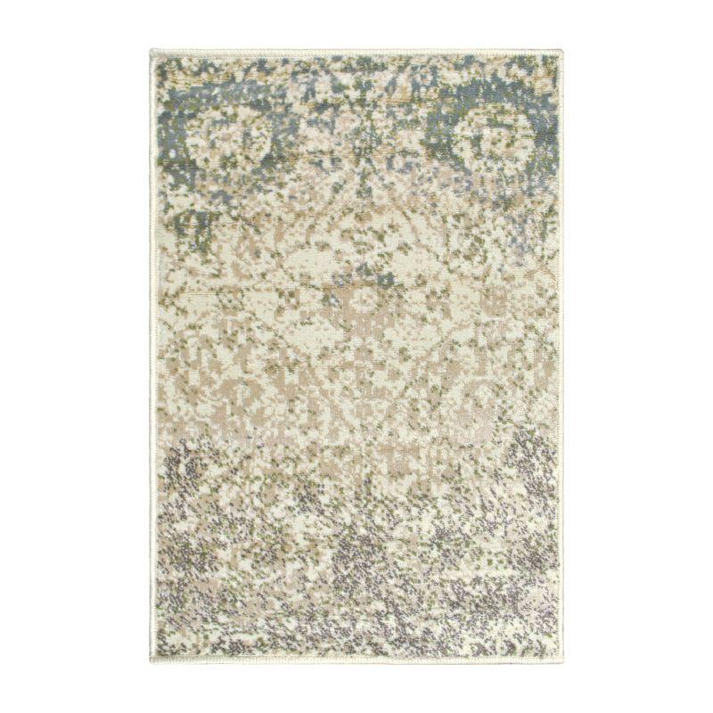 Floral Damask Geometric Indoor Runner or Area Rug, 2'x3', Ivory - Blue Nile Mills