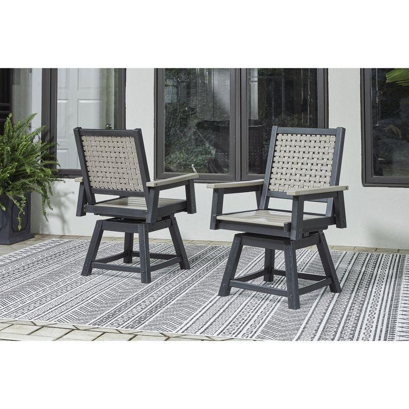 Signature Design by Ashley Mount Valley Outdoor Swivel Chair (Set of 2), Driftwood/Black