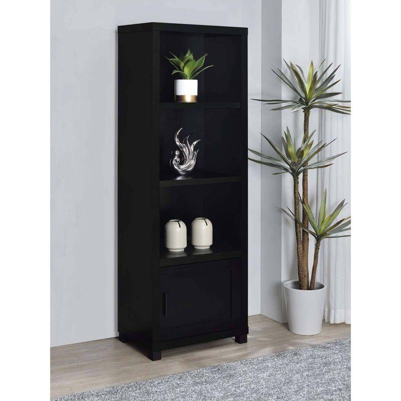 Coaster Jupiter Modern 3 Shelf Wood Media Tower with Cabinet Black