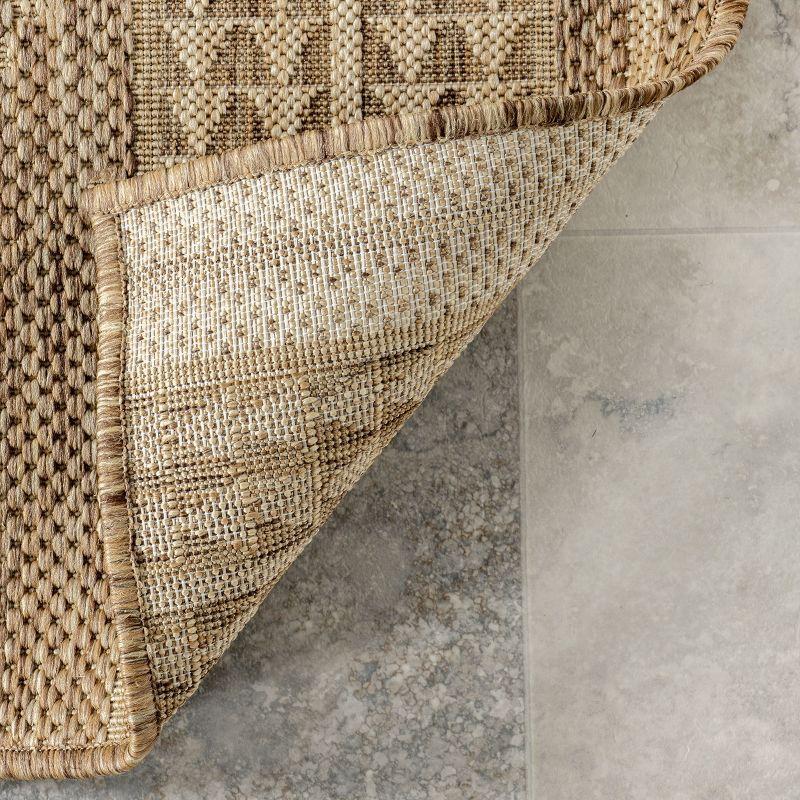 nuLOOM 10' x 12' Outdoor Geometric Area Rug, Stain Resistant, Weather Resistant, High Traffic, Patio, Balcony, Outside, Ranya Light Brown