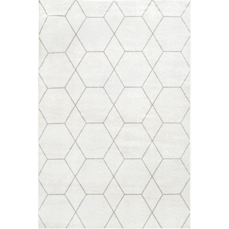 Beige Geometric Honeycomb 5x8 Synthetic Area Rug